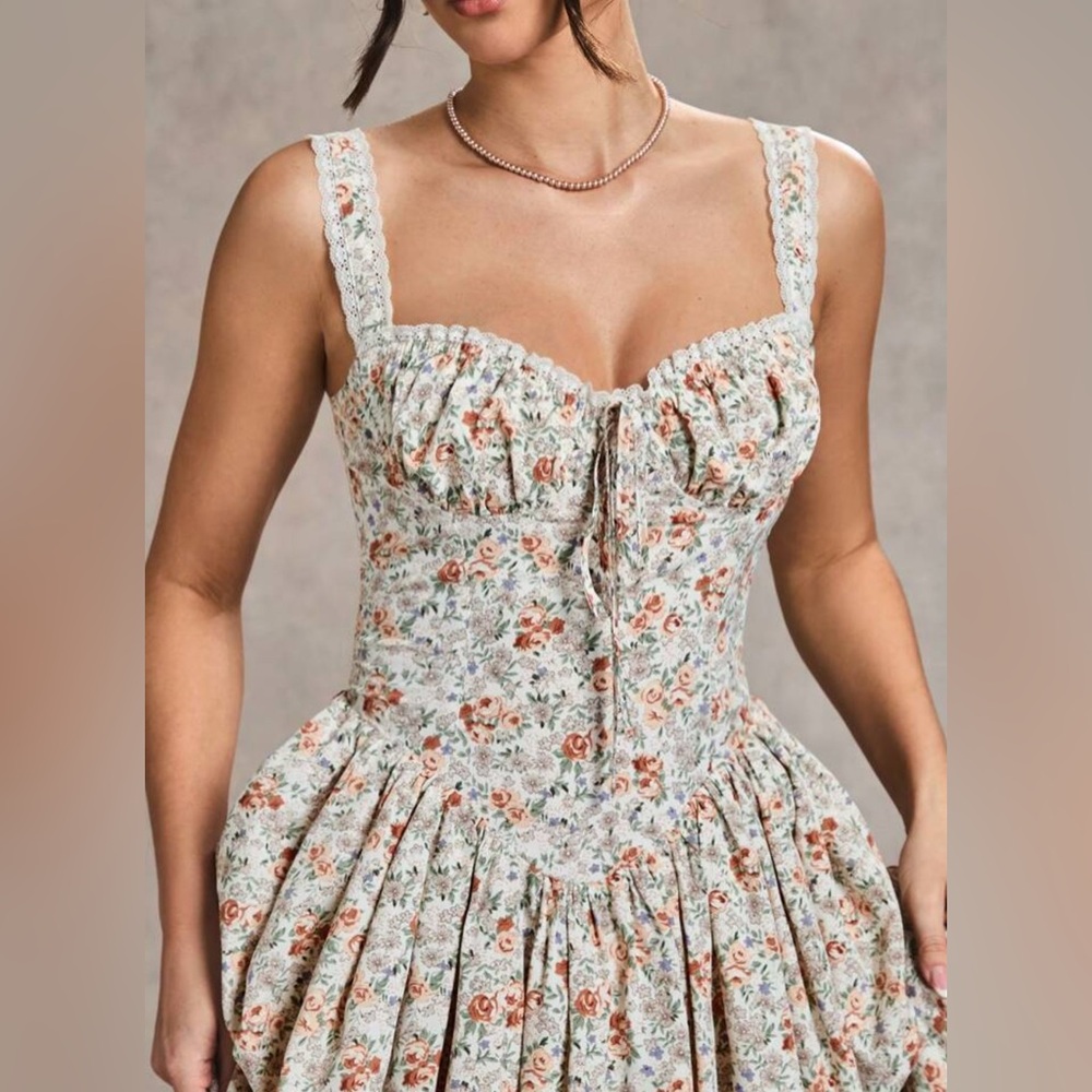 Floral Lace-Trimmed Dress